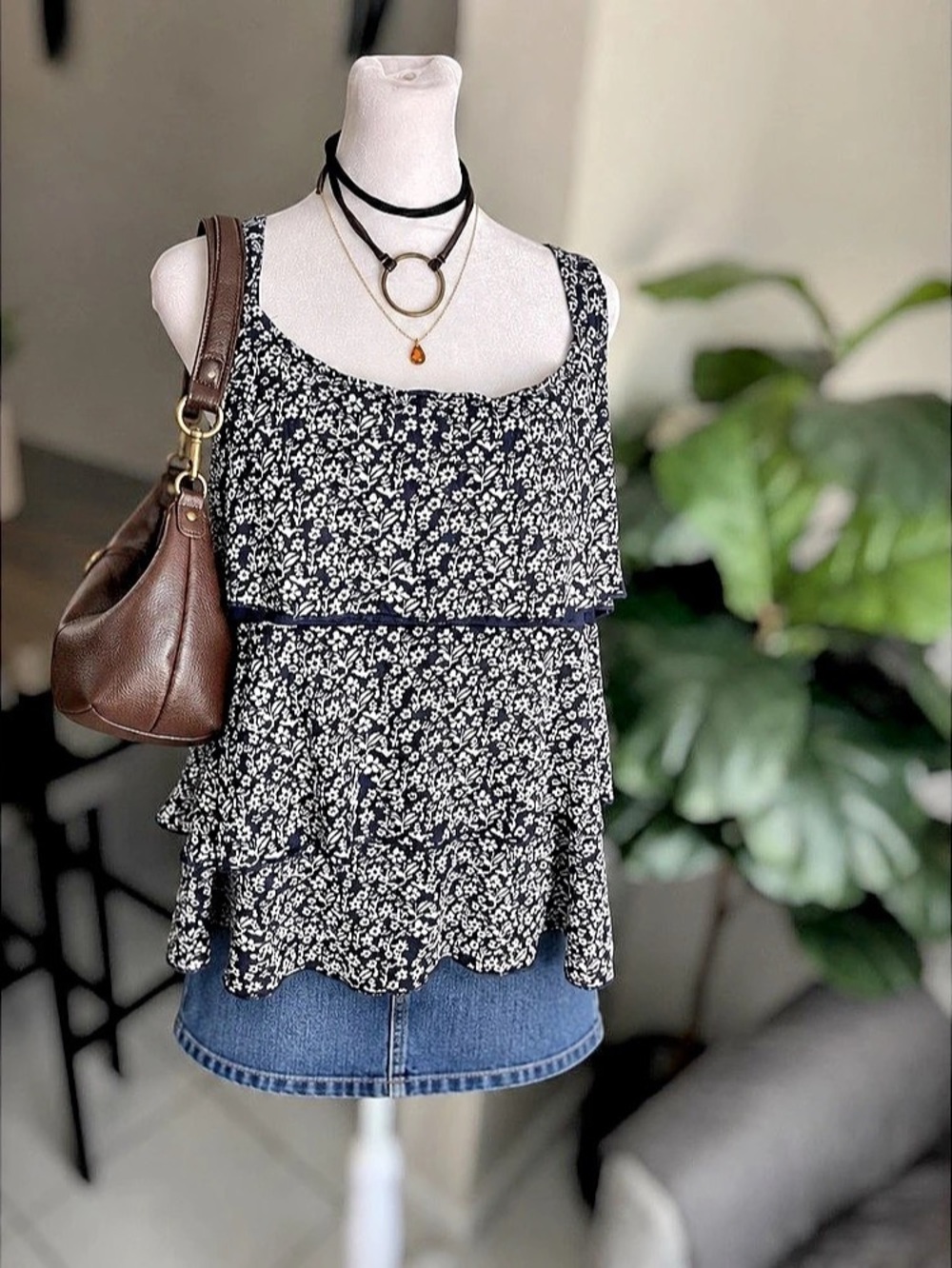Mudd Floral Ruffle Tank Top Size XL